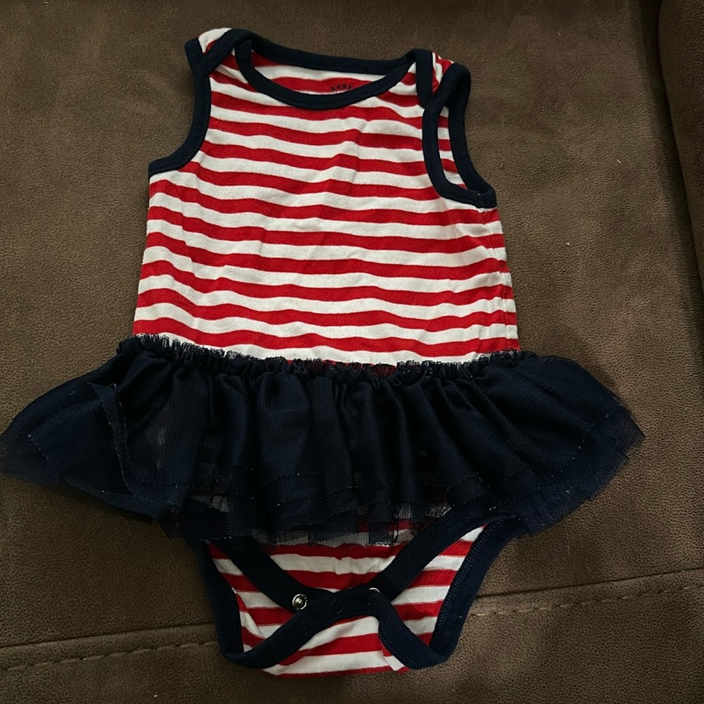 Cat and Jack striped onesie with attached tutu